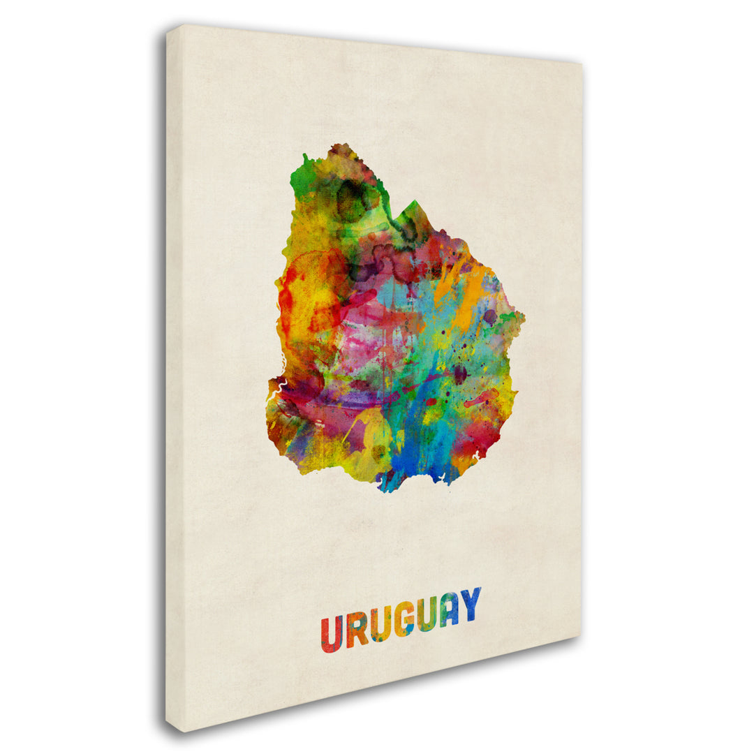 Michael Tompsett Uruguay Watercolor Map 14 x 19 Canvas Art Image 3