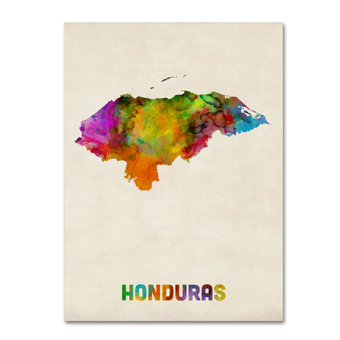 Michael Tompsett Honduras Watercolor Map 14 x 19 Canvas Art Image 1