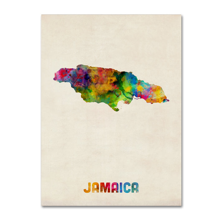 Michael Tompsett Jamaica Watercolor Map 14 x 19 Canvas Art Image 1