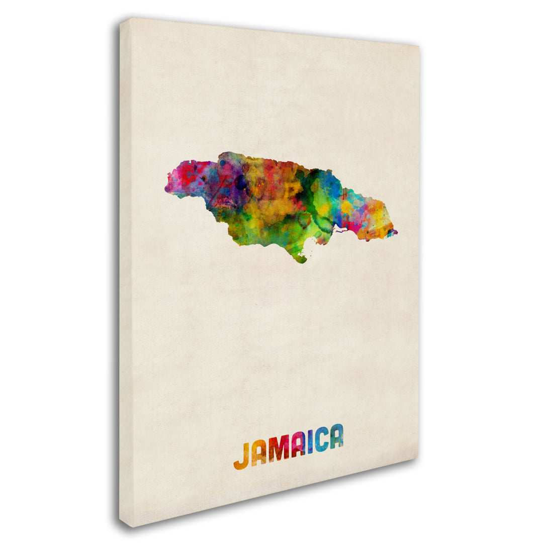 Michael Tompsett Jamaica Watercolor Map 14 x 19 Canvas Art Image 3