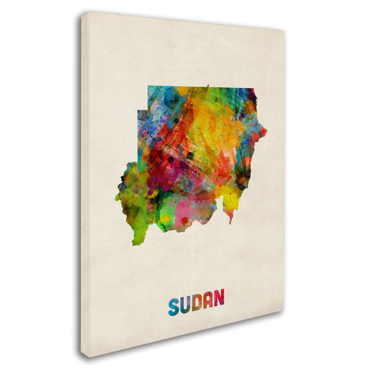 Michael Tompsett Sudan Watercolor Map 14 x 19 Canvas Art Image 3