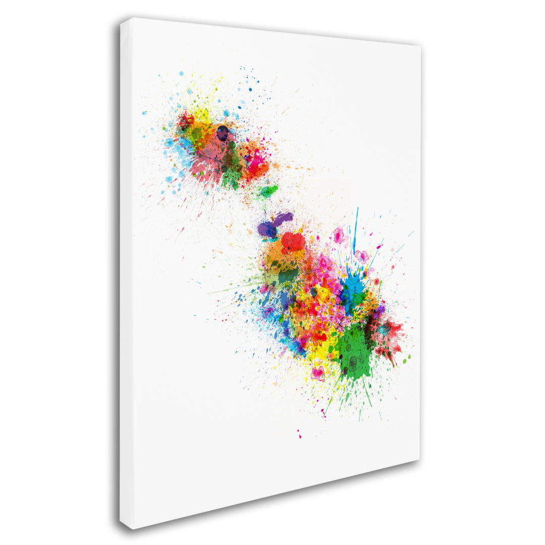 Michael Tompsett Malta Map Paint Splashes 14 x 19 Canvas Art Image 3