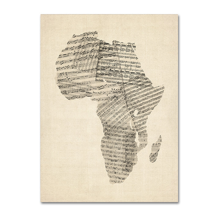 Michael Tompsett Old Sheet Music Map of Africa 14 x 19 Canvas Art Image 1