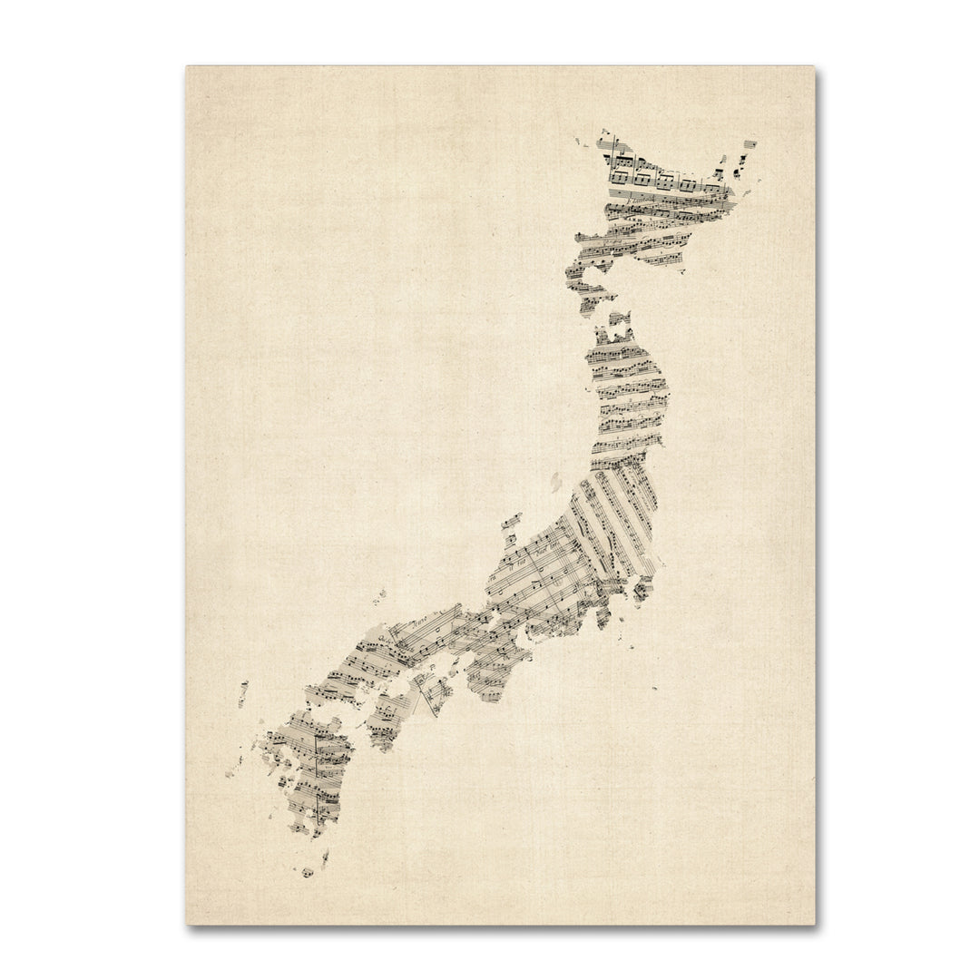 Michael Tompsett Old Sheet Music Map of Japan 14 x 19 Canvas Art Image 2