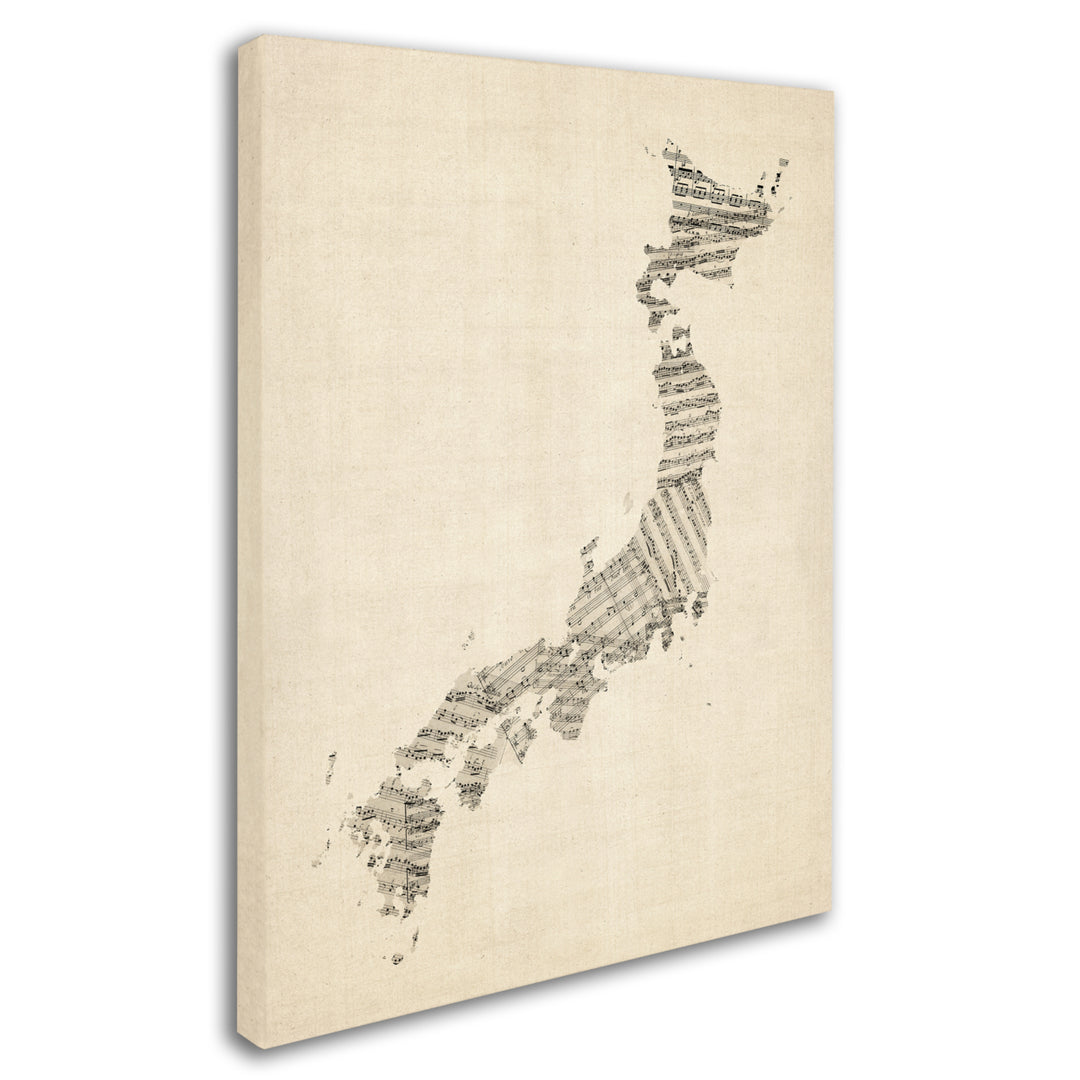 Michael Tompsett Old Sheet Music Map of Japan 14 x 19 Canvas Art Image 3