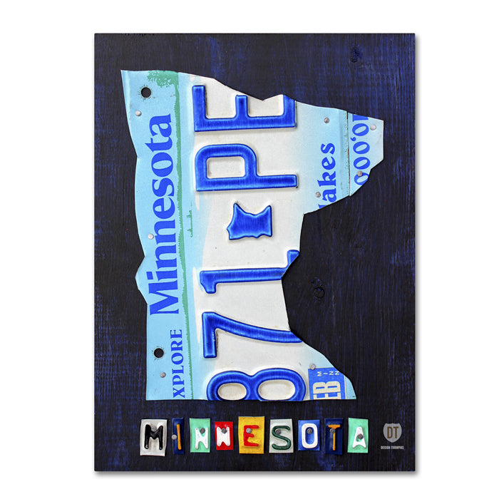 Design Turnpike Minnesota License Plate Map 14 x 19 Canvas Art Image 1