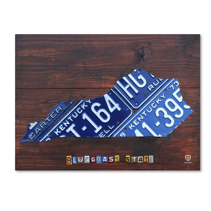 Design Turnpike Kentucky License Plate Map 14 x 19 Canvas Art Image 1