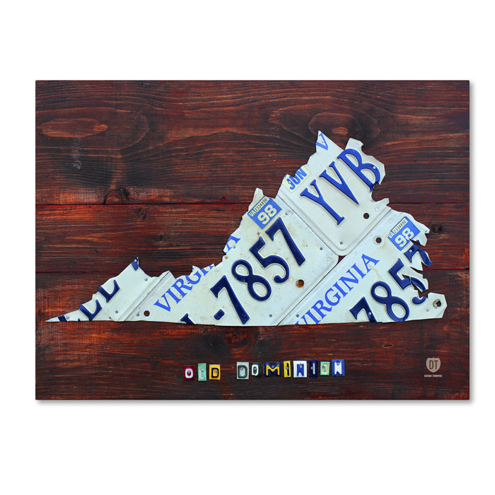 Design Turnpike Virginia License Plate Map Large 14 x 19 Canvas Art Image 1