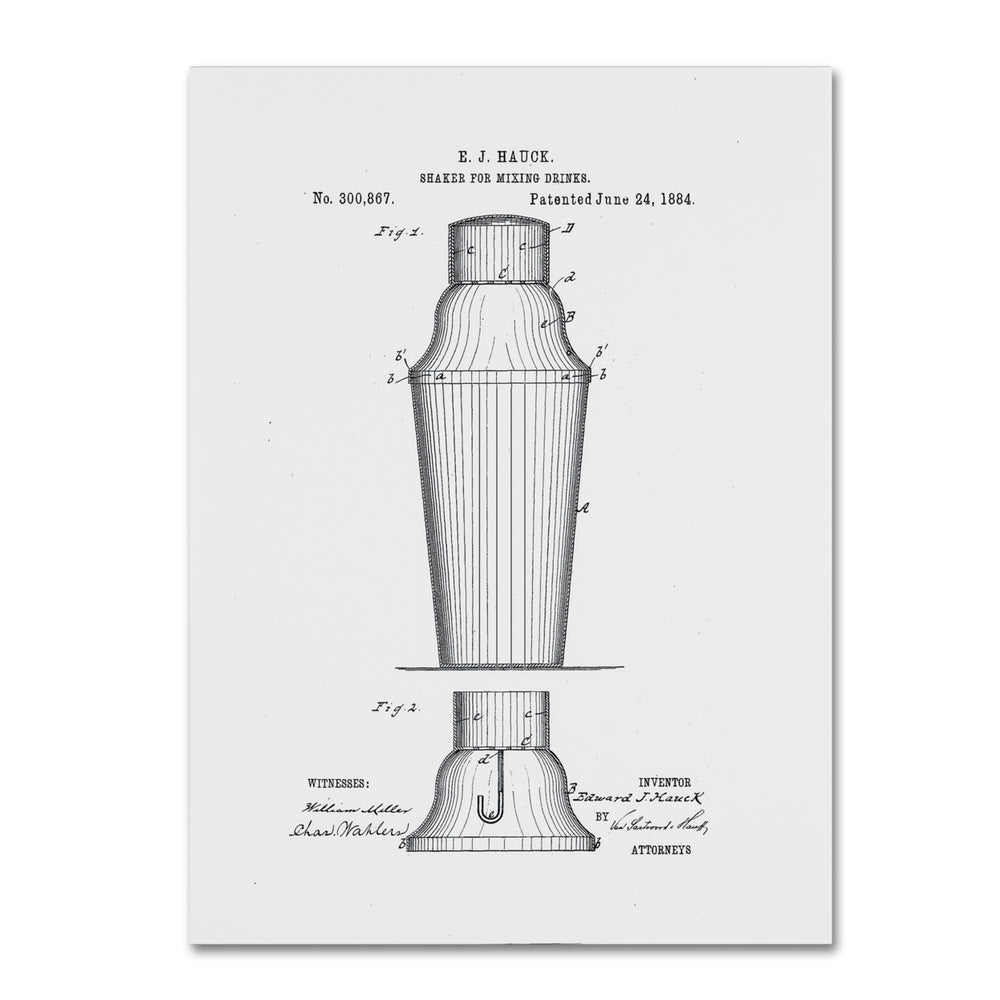 Claire Doherty Cocktail Shaker Patent 1884 White 14 x 19 Canvas Art Image 2
