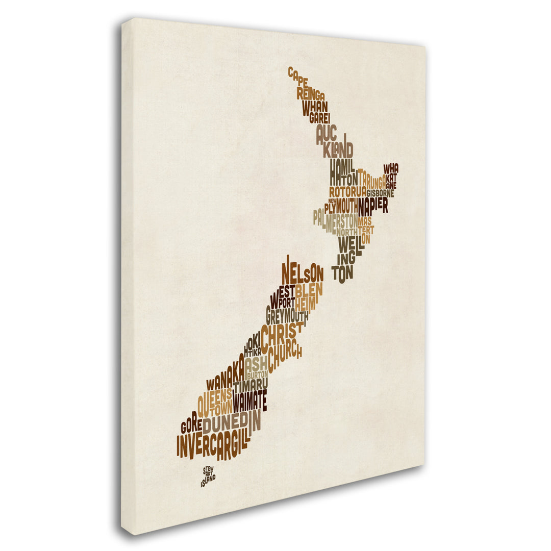 Michael Tompsett  Zealand Typography Map 2 14 x 19 Canvas Art Image 3