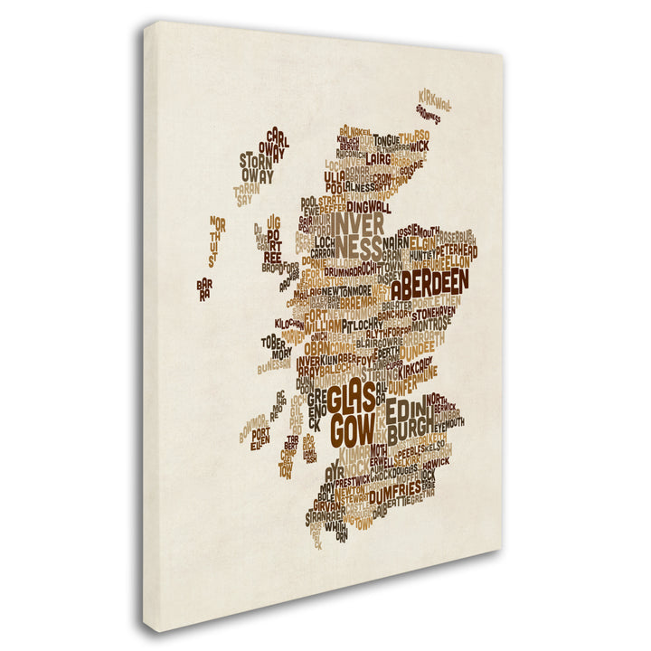 Michael Tompsett Scotland Typography Text Map 3 14 x 19 Canvas Art Image 3