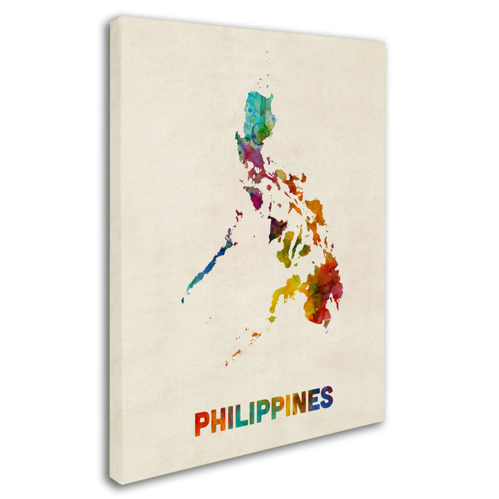 Michael Tompsett Philippines Watercolor Map 14 x 19 Canvas Art Image 3