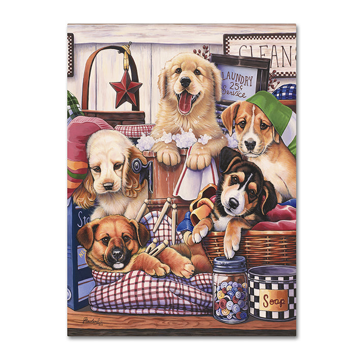 Jenny Newland Suds and Pups 14 x 19 Canvas Art Image 1