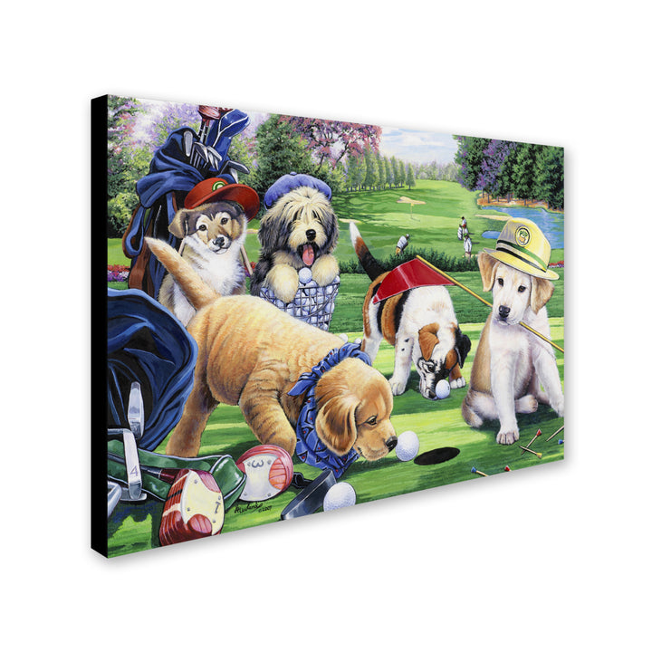 Jenny Newland Golfing Puppies 14 x 19 Canvas Art Image 3