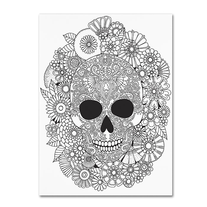 Hello Angel Sugar Skull Wreath 14 x 19 Canvas Art Image 1