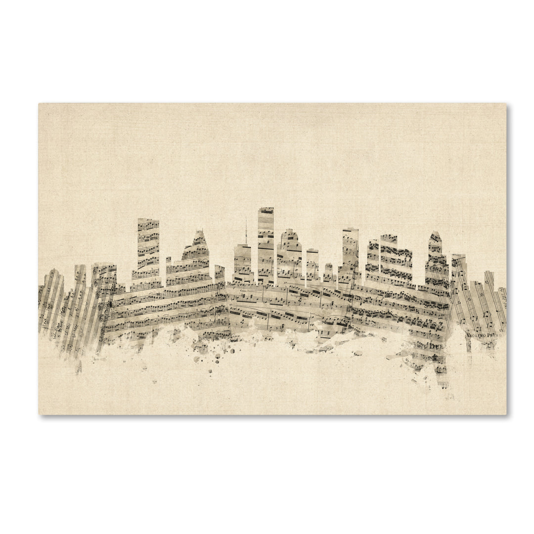 Michael Tompsett Houston Texas Skyline Sheet Music 14 x 19 Canvas Art Image 2