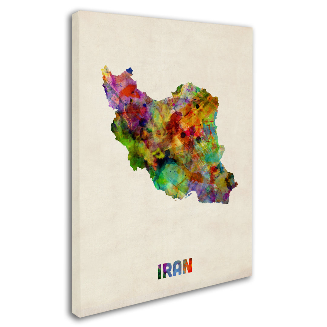 Michael Tompsett Iran Watercolor Map 14 x 19 Canvas Art Image 3