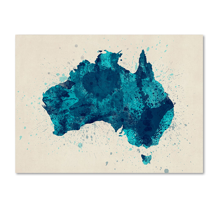 Michael Tompsett Australia Paint Splashes Map 2 14 x 19 Canvas Art Image 1