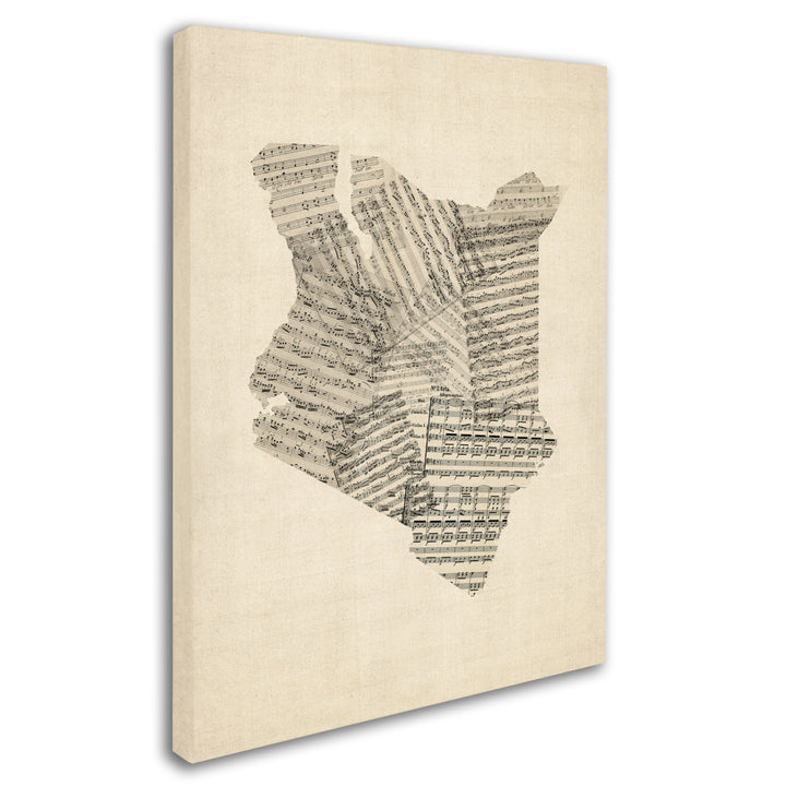 Michael Tompsett Old Sheet Music Map of Kenya 14 x 19 Canvas Art Image 3