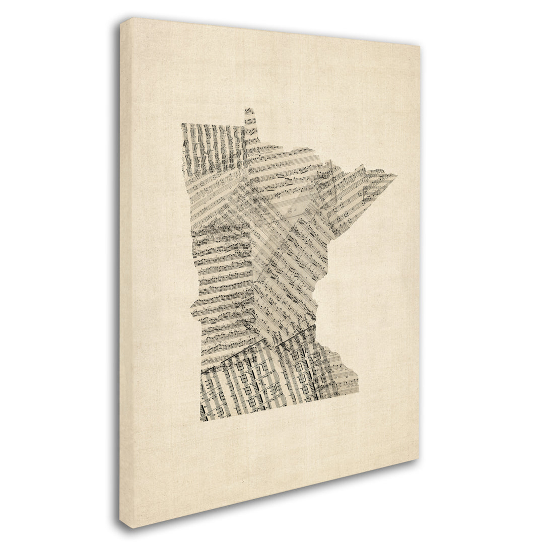 Michael Tompsett Old Sheet Music Map of Minnesota 14 x 19 Canvas Art Image 3