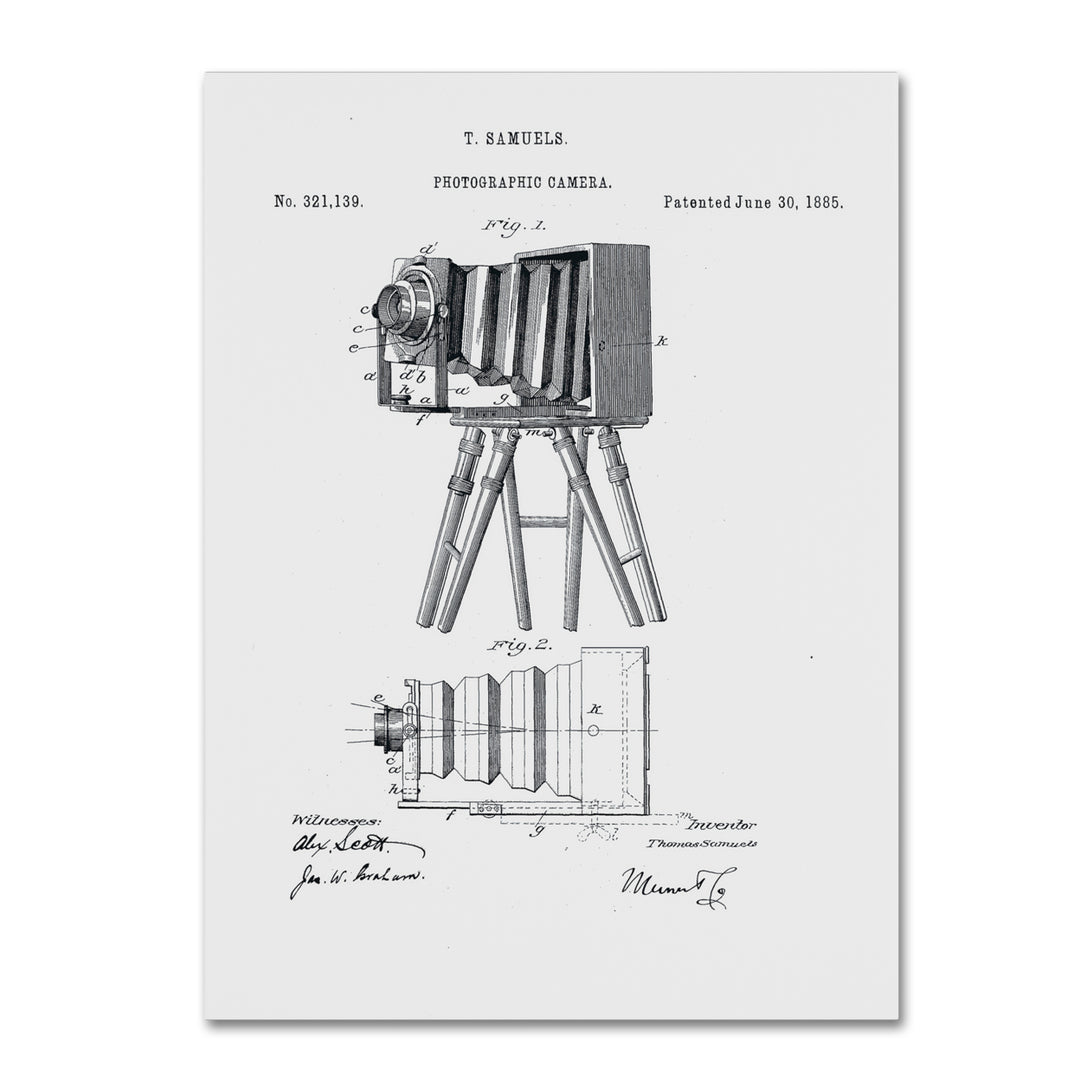 Claire Doherty Photographic Camera Patent 1885 White 14 x 19 Canvas Art Image 2