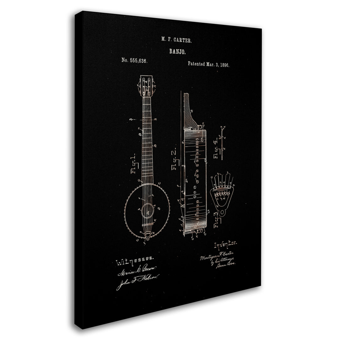 Claire Doherty Vintage Banjo Patent 1896 Black 14 x 19 Canvas Art Image 3