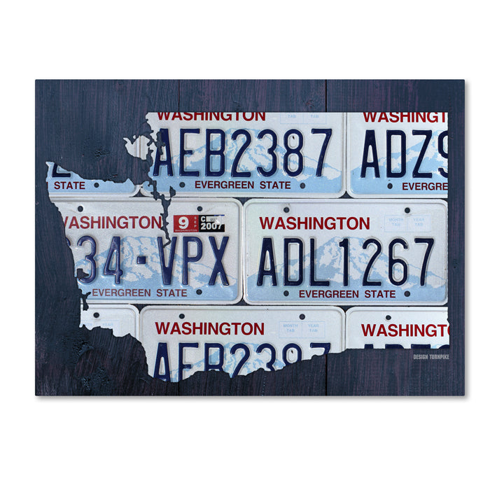 Design Turnpike Washington License Plate Map 14 x 19 Canvas Art Image 1