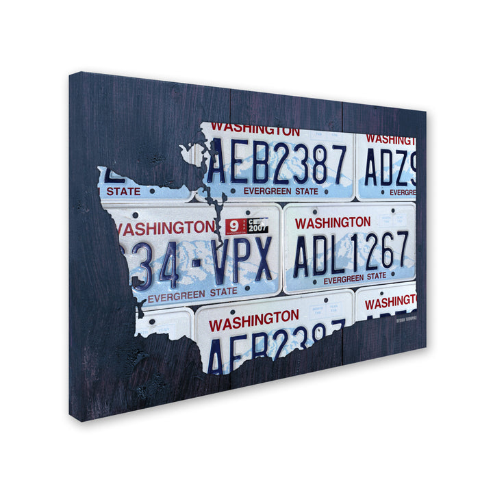 Design Turnpike Washington License Plate Map 14 x 19 Canvas Art Image 3