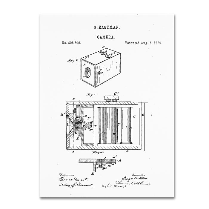 Claire Doherty George Eastman Camera Patent White 14 x 19 Canvas Art Image 1