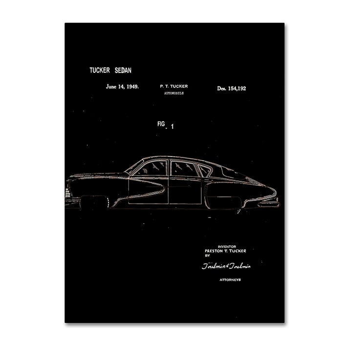 Claire Doherty Tucker Sedan Patent 1949 Black 14 x 19 Canvas Art Image 1