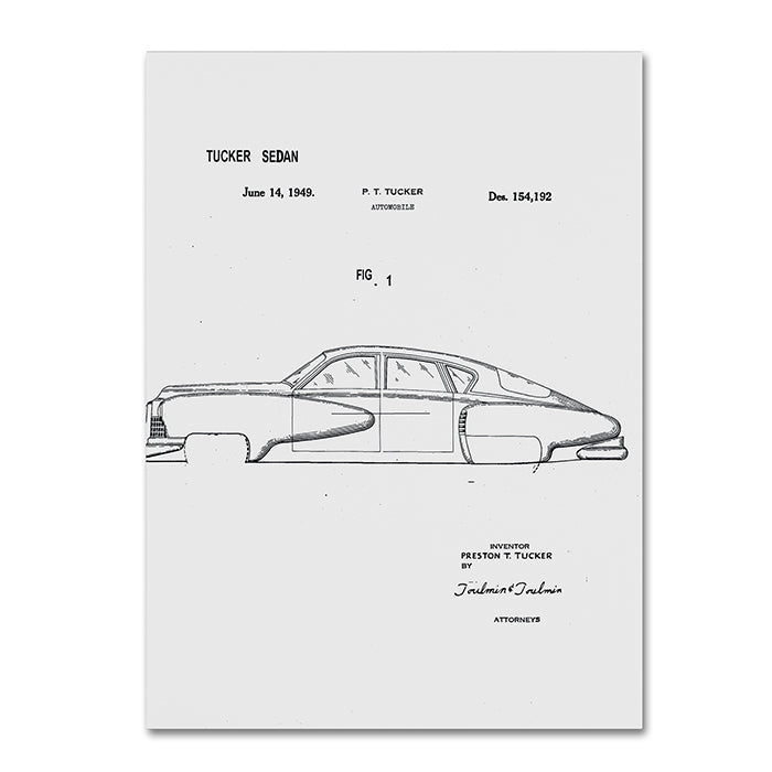 Claire Doherty Tucker Sedan Patent 1949 White 14 x 19 Canvas Art Image 1