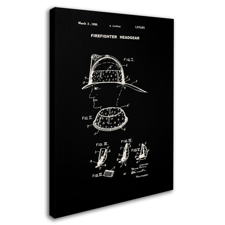 Claire Doherty Firefighter Headgear Patent 1926 Black 14 x 19 Canvas Art Image 3