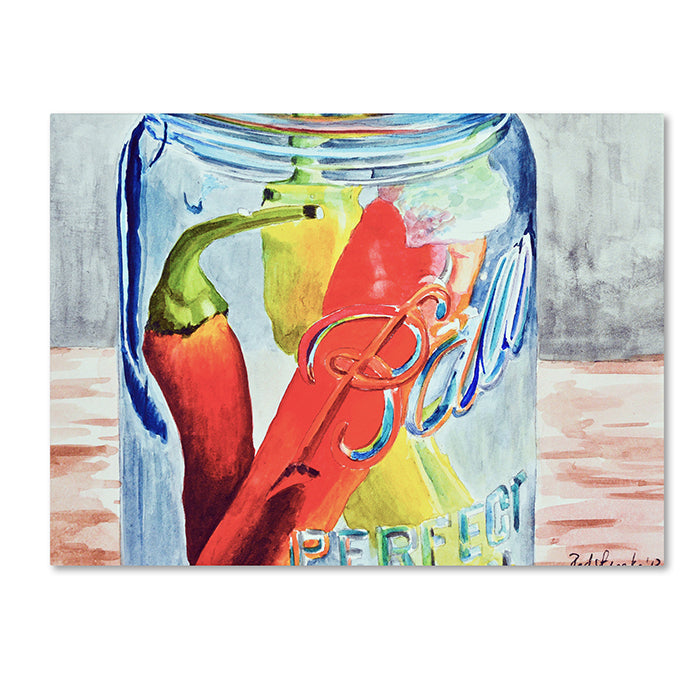 Jennifer Redstreake Ball Jar with 3 Peppers 14 x 19 Canvas Art Image 1