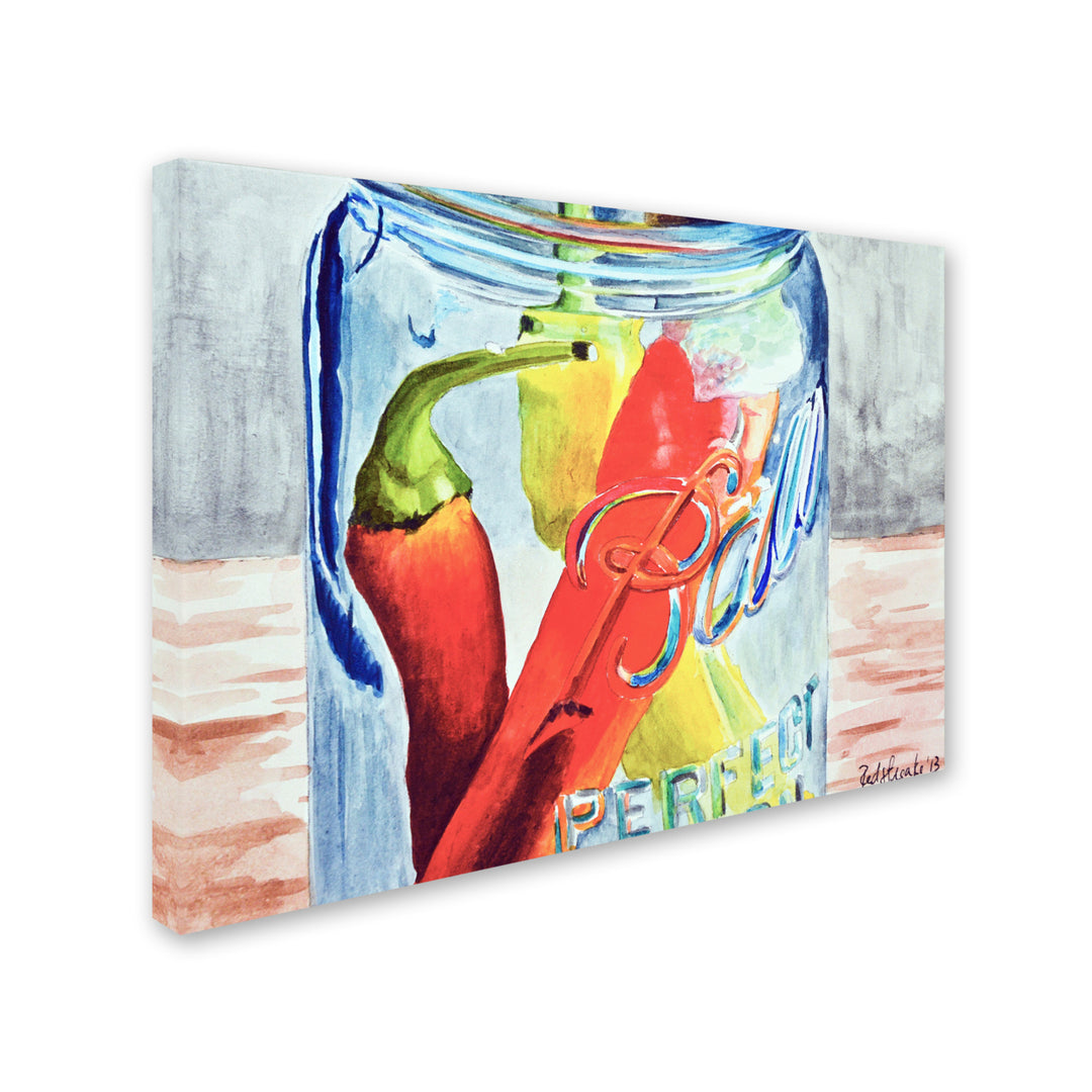 Jennifer Redstreake Ball Jar with 3 Peppers 14 x 19 Canvas Art Image 3