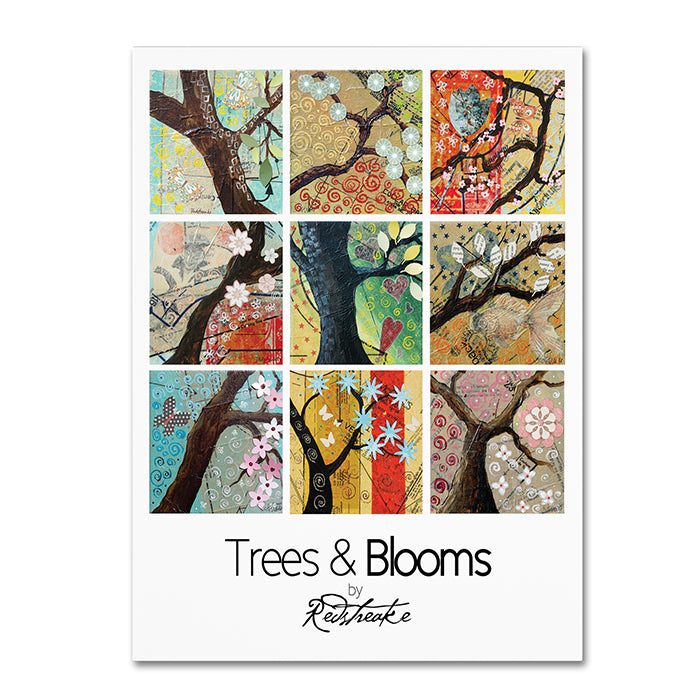 Jennifer Redstreake Pattern Collage Trees and Blooms 14 x 19 Canvas Art Image 1