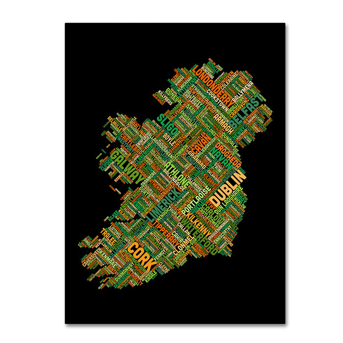 Michael Tompsett Ireland Eire City Text Map 14 x 19 Canvas Art Image 1