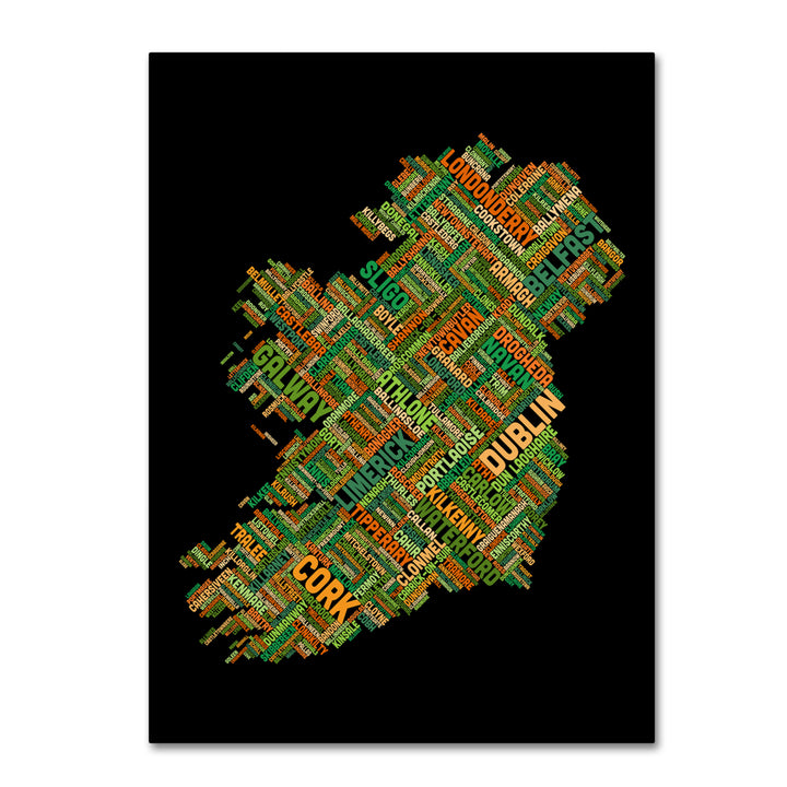 Michael Tompsett Ireland Eire City Text Map 14 x 19 Canvas Art Image 2