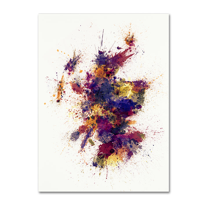 Michael Tompsett Scotland Paint Splashes Map 2 14 x 19 Canvas Art Image 1