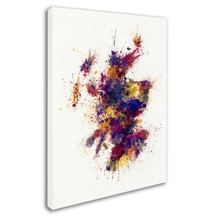 Michael Tompsett Scotland Paint Splashes Map 2 14 x 19 Canvas Art Image 3