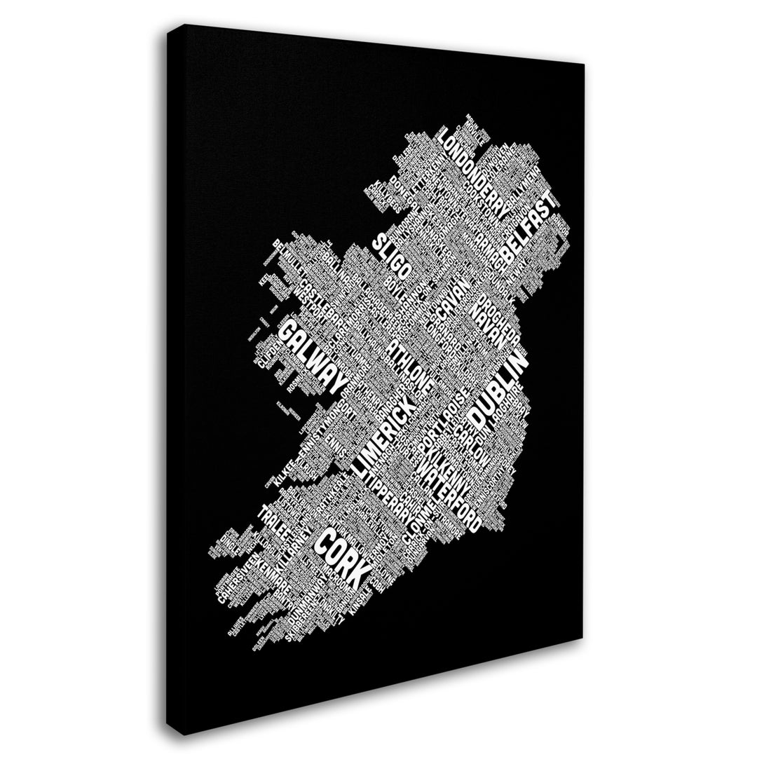 Michael Tompsett Ireland Eire City Text Map BandW 14 x 19 Canvas Art Image 3