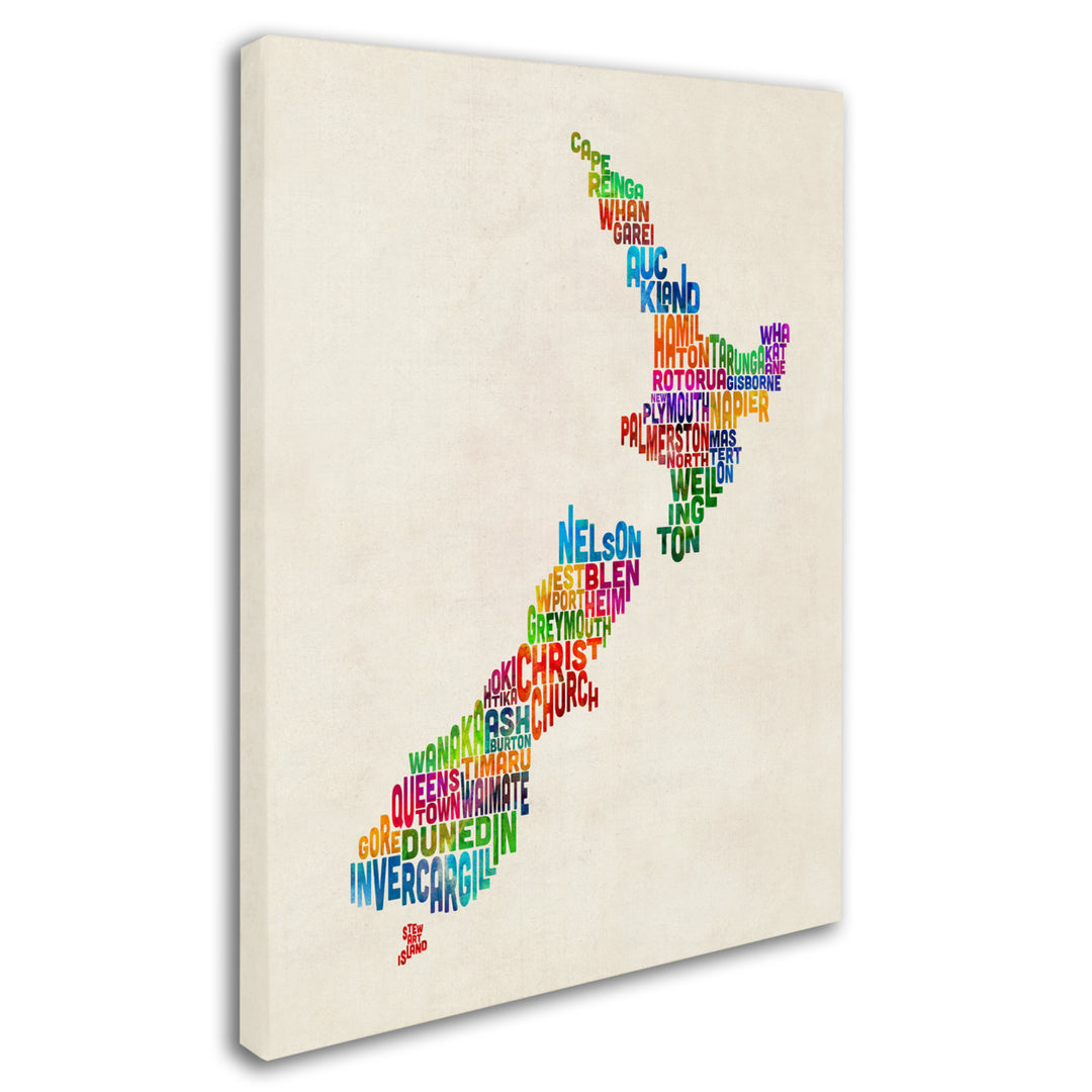 Michael Tompsett Zealand Typography Map 14 x 19 Canvas Art Image 3