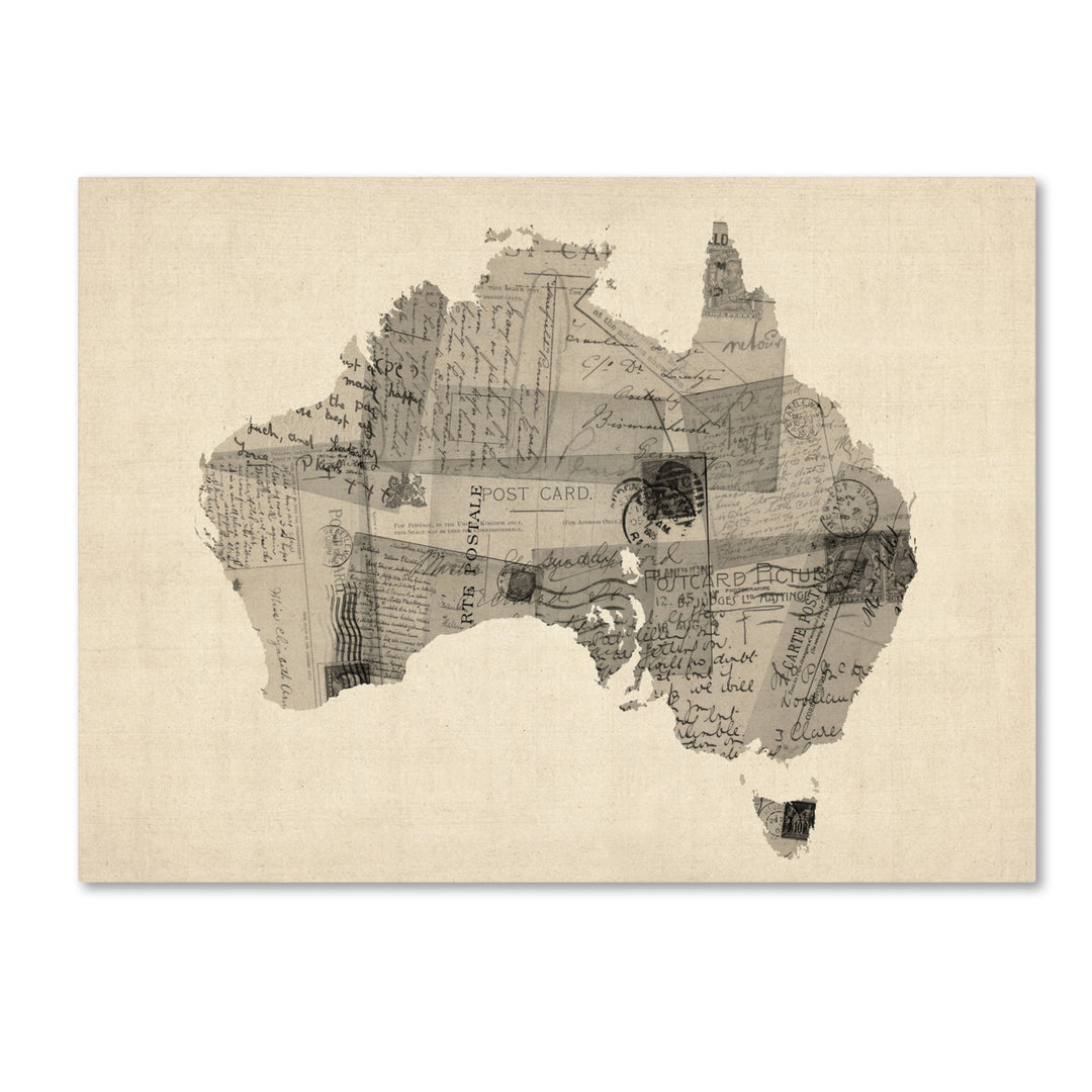 Michael Tompsett Old Postcard Map of Australia 14 x 19 Canvas Art Image 2