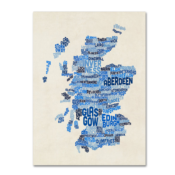 Michael Tompsett Scotland Typography Text Map 2 14 x 19 Canvas Art Image 2