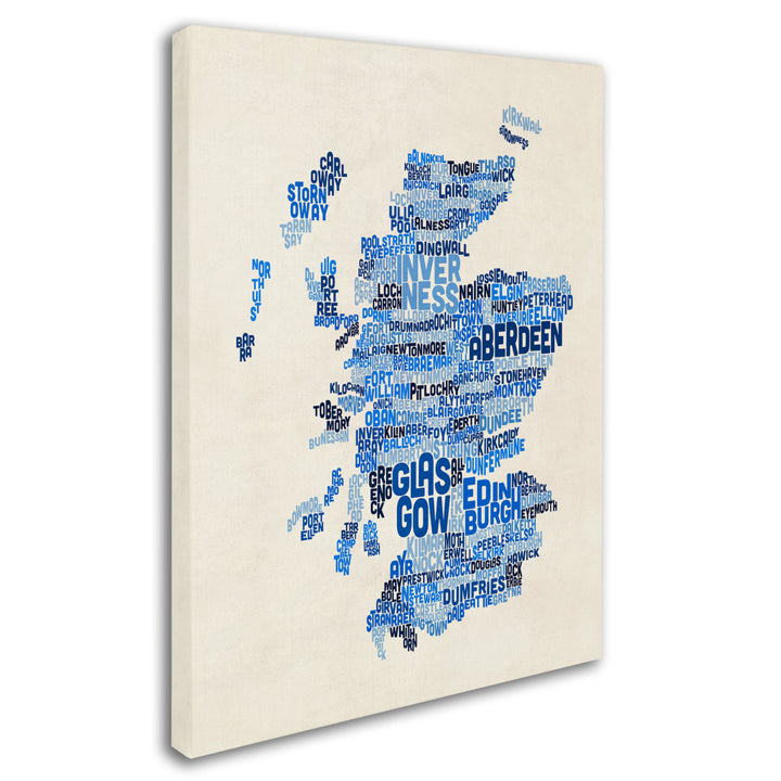 Michael Tompsett Scotland Typography Text Map 2 14 x 19 Canvas Art Image 3