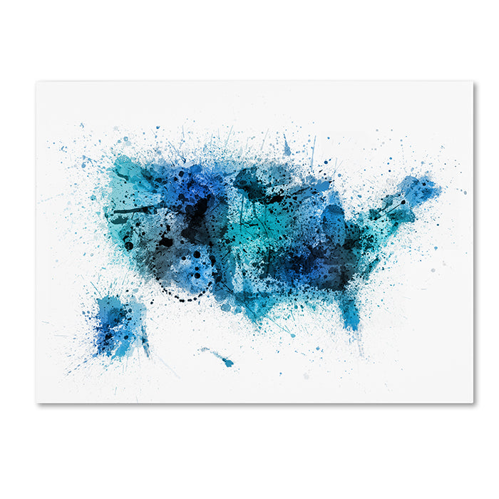 Michael Tompsett US Paint Splashes Map 14 x 19 Canvas Art Image 1