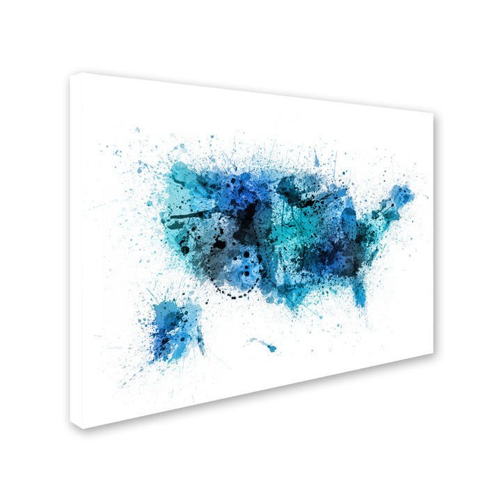 Michael Tompsett US Paint Splashes Map 14 x 19 Canvas Art Image 3