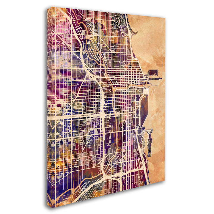 Michael Tompsett Chicago City Street Map 14 x 19 Canvas Art Image 3