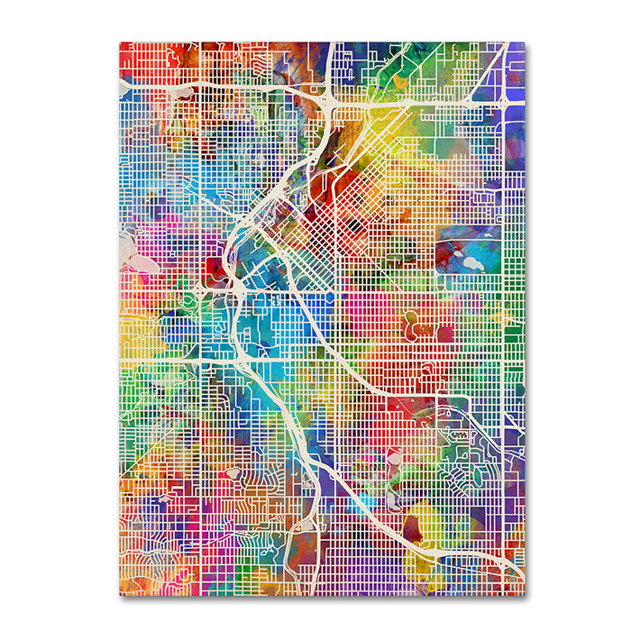 Michael Tompsett Denver Colorado Street Map 14 x 19 Canvas Art Image 1