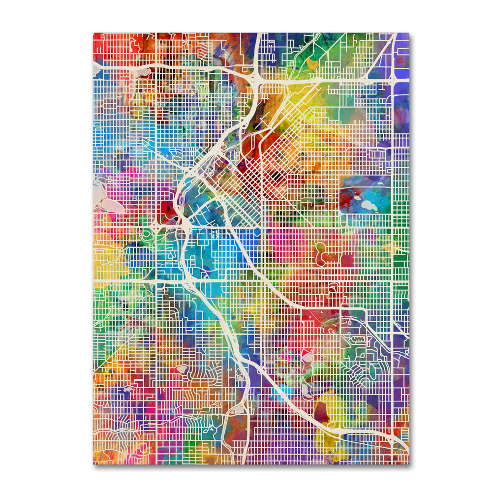 Michael Tompsett Denver Colorado Street Map 14 x 19 Canvas Art Image 2