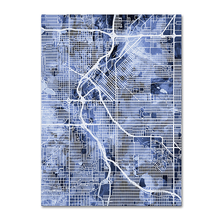 Michael Tompsett Denver Colorado Street Map BandW 14 x 19 Canvas Art Image 1